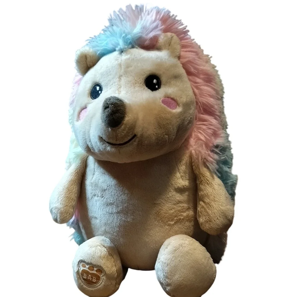 Build-A-Bear Cool‎ Quills Hedgehog 16 in Embroidered Pink Cheeks, Tie Dye Fur